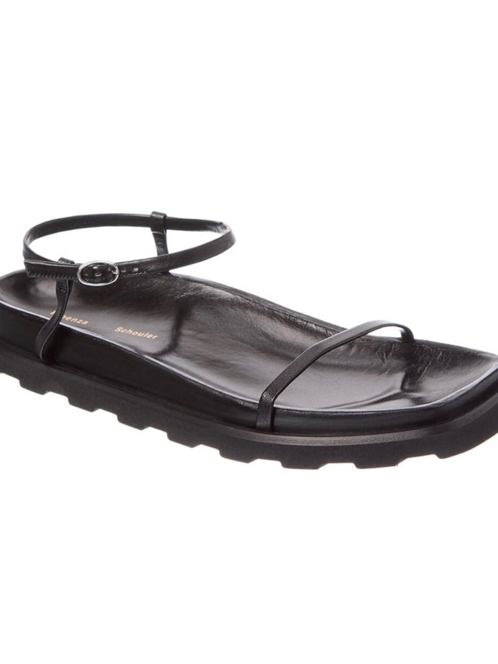 Proenza Schouler Black Leather Slim-Strap Ankle Sandal
